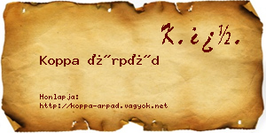 Koppa Árpád névjegykártya